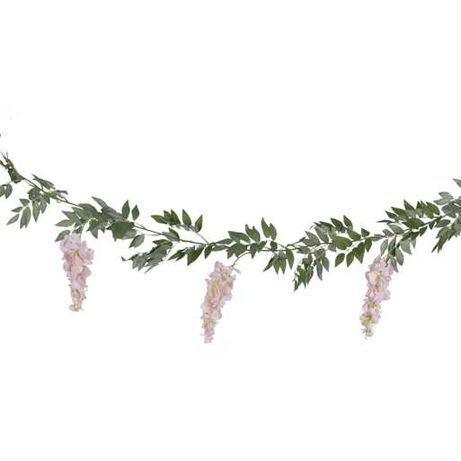 Blush Pink and Green Wisteria Foliage Garland