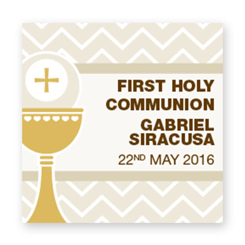 Tags Personalized - Holy Communion Square - Chalice with Chevron Design - TAG03-15