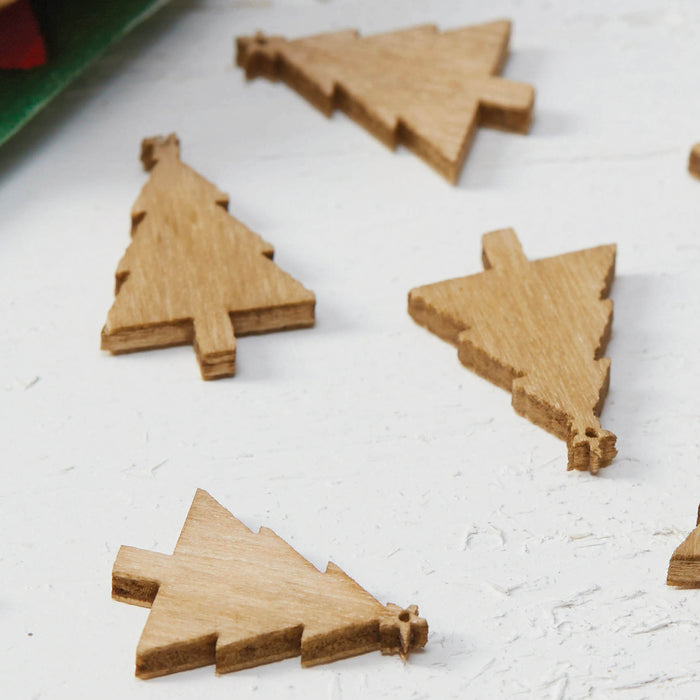 Wooden Christmas Tree Confetti - Vintage Noel - 24pk