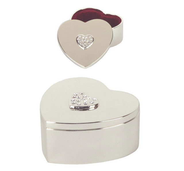 S/P Heart Trinket Box With Heart Crystal Tops