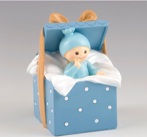 Cake Topper-Moneybox Baby Blue Box 10x15x9cm