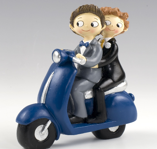 Motorbike Wedding Couple Figurine