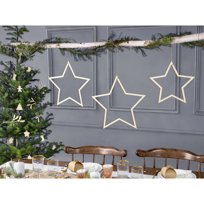 Hanging Wooden Stars - 3pk