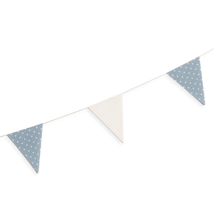Fabric Flag Bunting- Ivory and dotted Blue - 1.8m