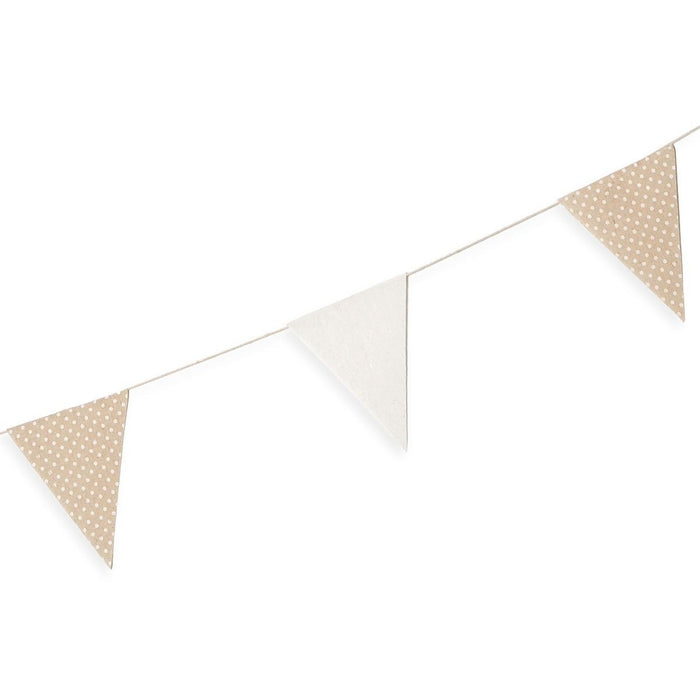 Fabric Flag Bunting -  Ivory and dotted Beige - 1.8m