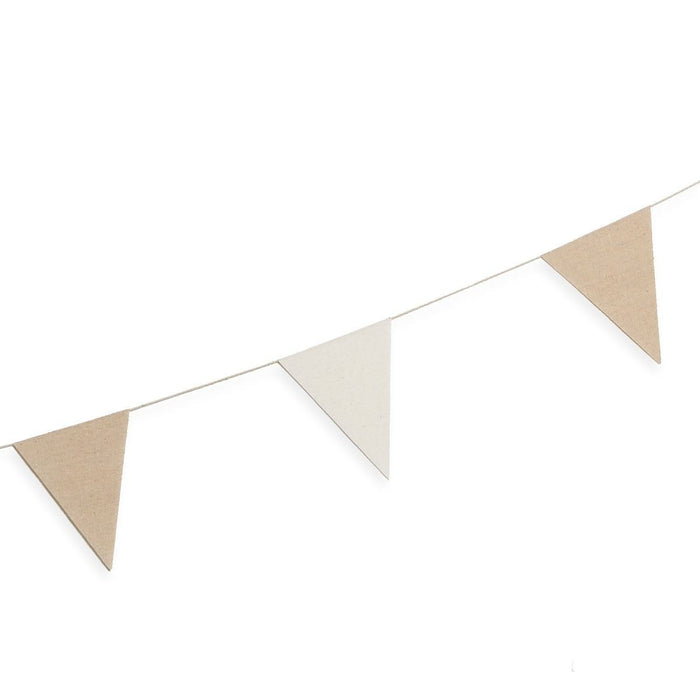 Fabric Flag Bunting -  Ivory and Beige - 1.8m