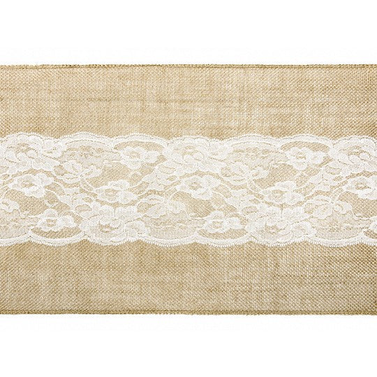Jute & Lace Table Runner, 0.28x2.75m