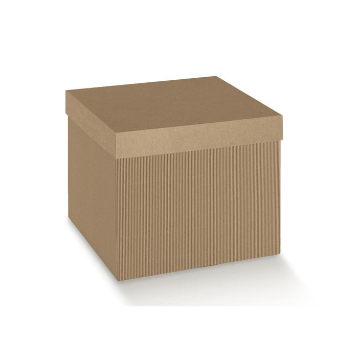 Gift Box with Lid - Corrugated Kraft - 300x300x240mm
