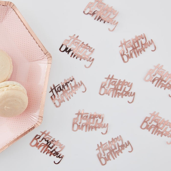 Table Confetti - Ditsy Floral - Happy Birthday Rose Gold