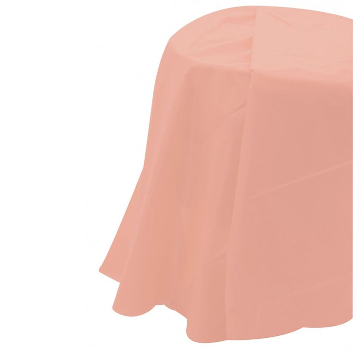 Pale Pink Round Plastic Table Cover (84 Inch)