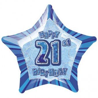 Dazzling Effects 21st Birthday Star Shaped Balloon