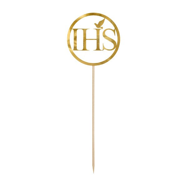First Holy Communion Gold Cake Topper - IHS Designs