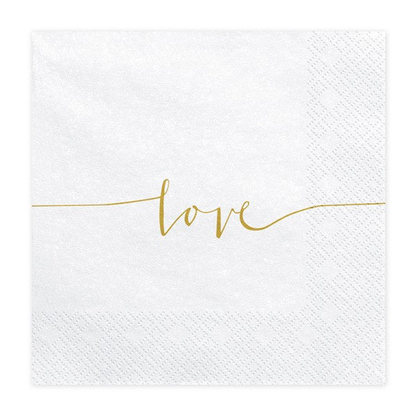 Lunch Napkins - White Love - 20pk