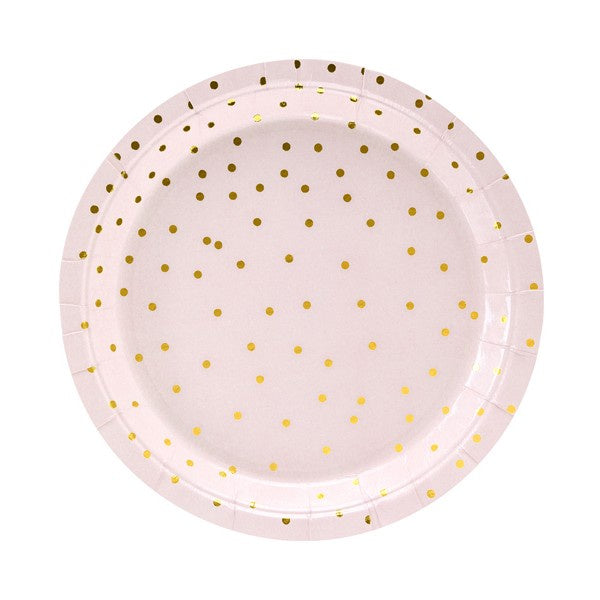Dessert Plates - Pink & Gold Dots - 6pk