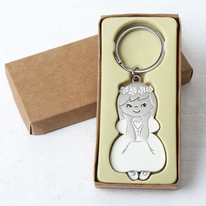 Sitting Communion Girl Keychain in Kraft Box