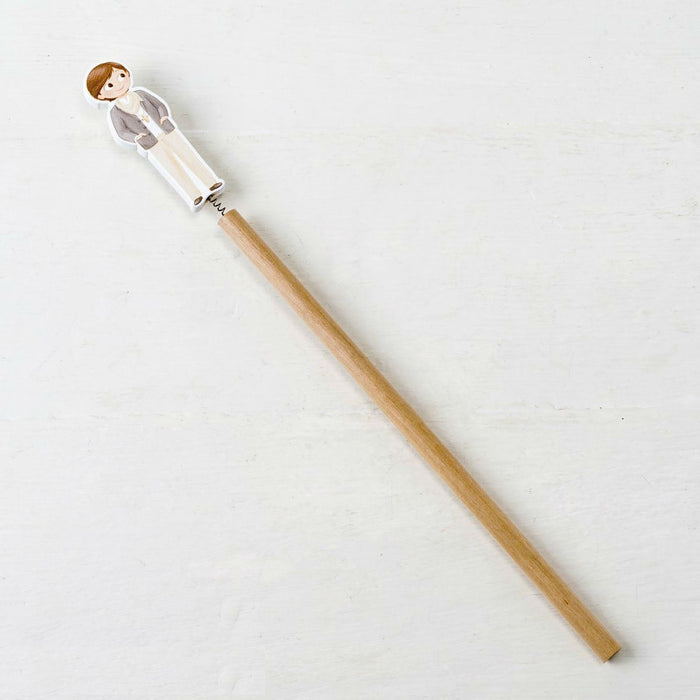 Communion Boy with Scarf Wood Pencil 24cm