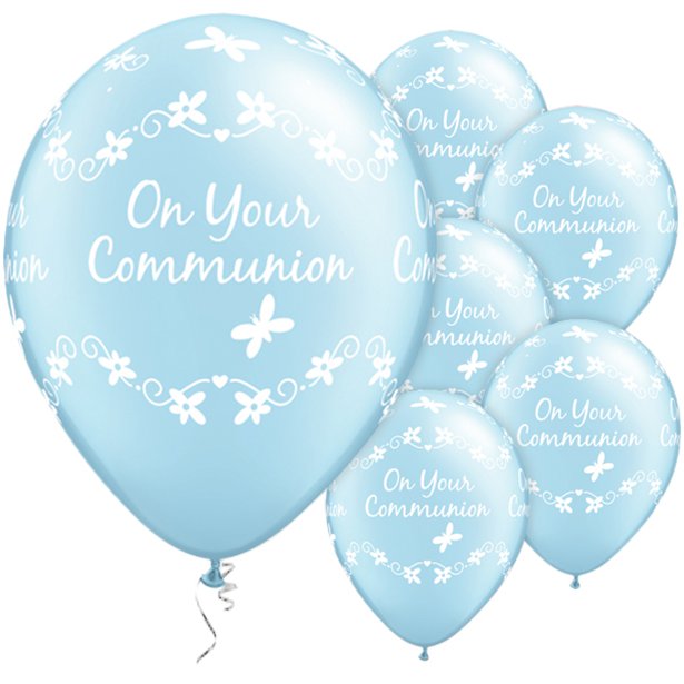 First Holy Communion Blue Butterflies Balloons - 11"