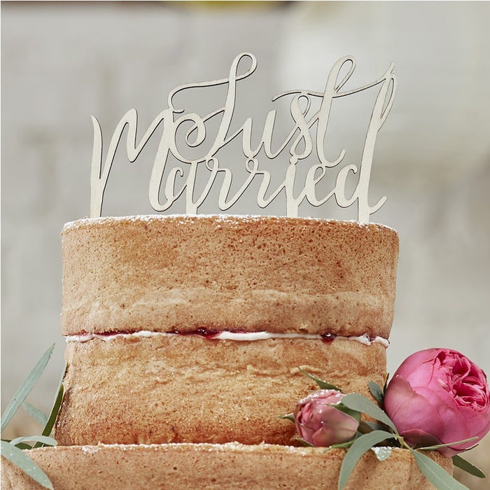 Boho - Wooden Cake Topper - Just Married