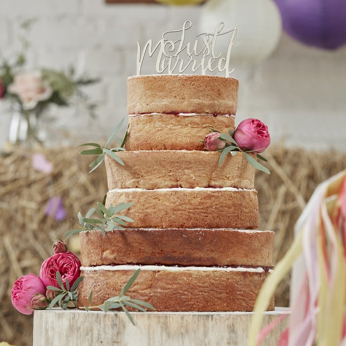 Boho - Wooden Cake Topper - Just Married