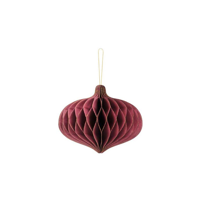 Paper honeycomb ornament Oval, deep red, 16x15cm