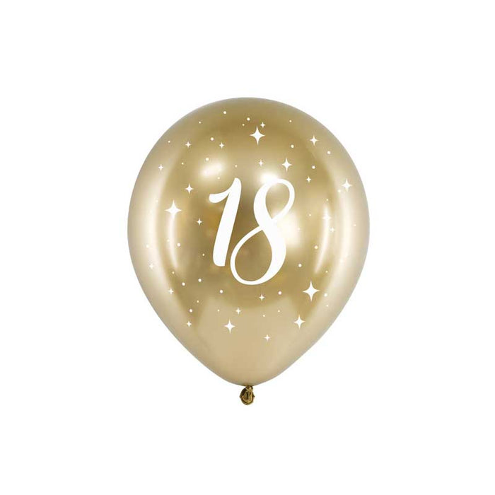 Latex Balloons - Metallic Gold - 18th 6pk