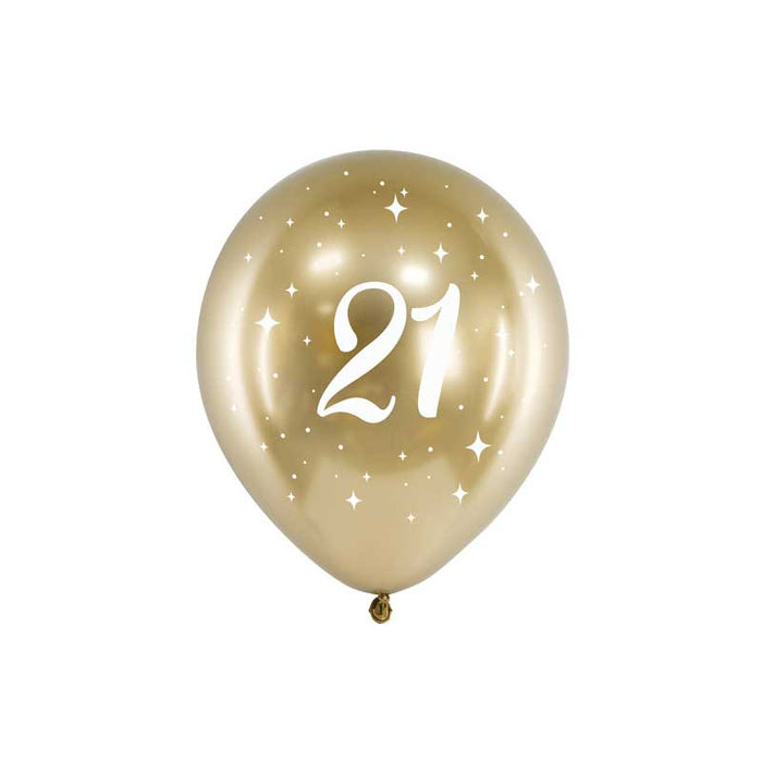 Latex Balloons - Metallic Gold - 21st 6pk