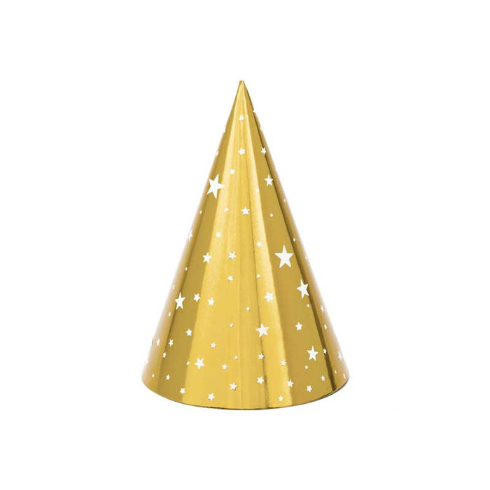 Party hats Stars, gold, 16cm - 6pk