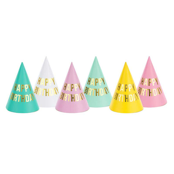 Party hats Happy Birthday, mix, 16cm