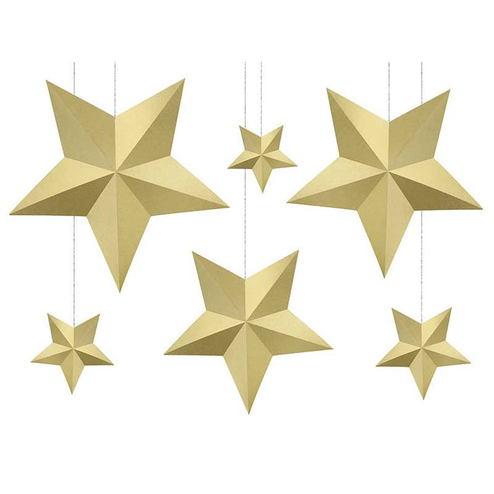 Decoration Stars, gold - 6pk