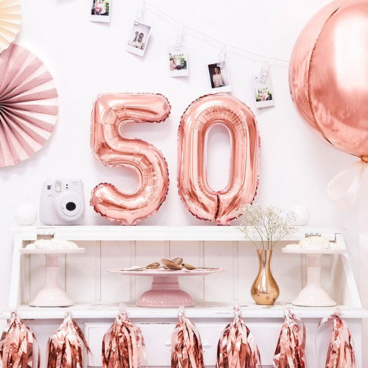 Balloon Foil Number - 0 Rose Gold - 14" (35cm)