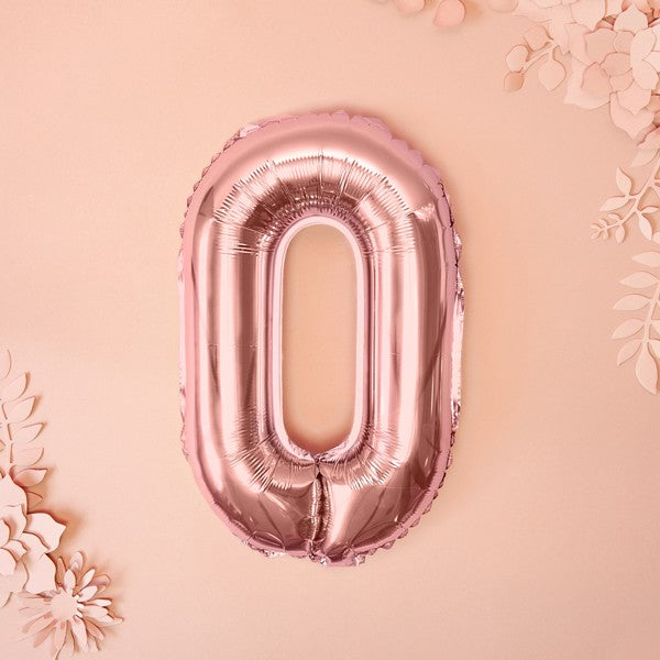 Balloon Foil Number - 0 Rose Gold - 14" (35cm)