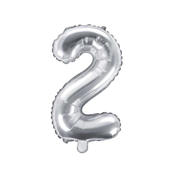 Balloon Foil Number - 2 Silver - 14" (35cm)