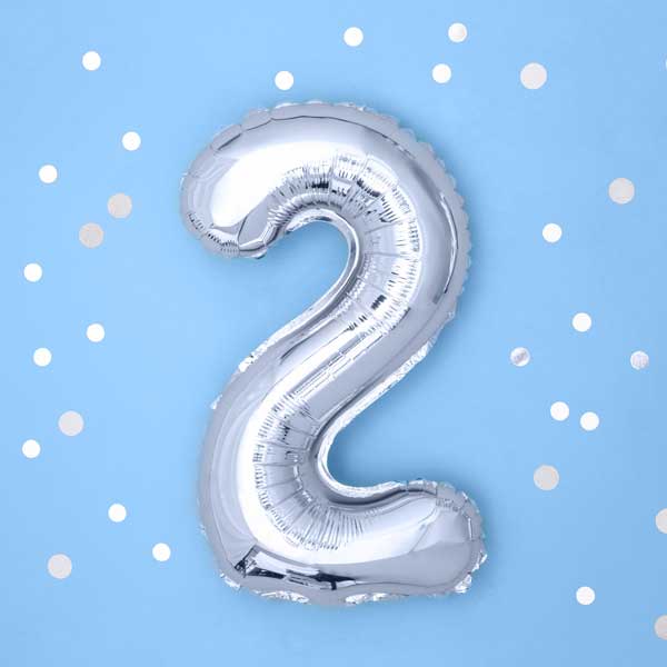 Balloon Foil Number - 2 Silver - 14" (35cm)