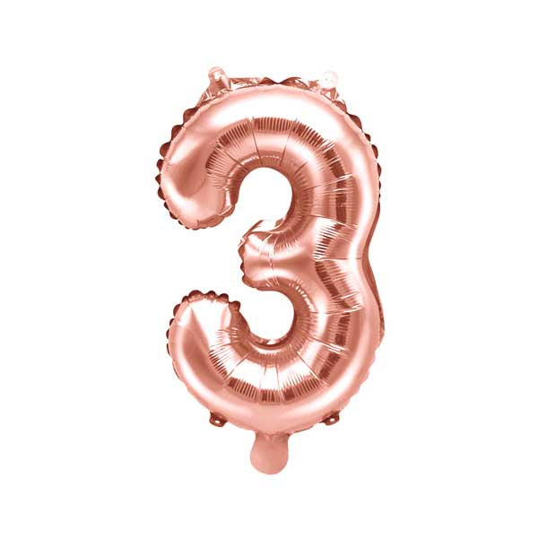 Balloon Foil Number - 3 Rose Gold - 14" (35cm)