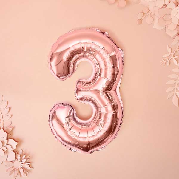 Balloon Foil Number - 3 Rose Gold - 14" (35cm)