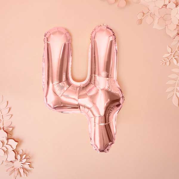 Balloon Foil Number - 4 Rose Gold - 14" (35cm)