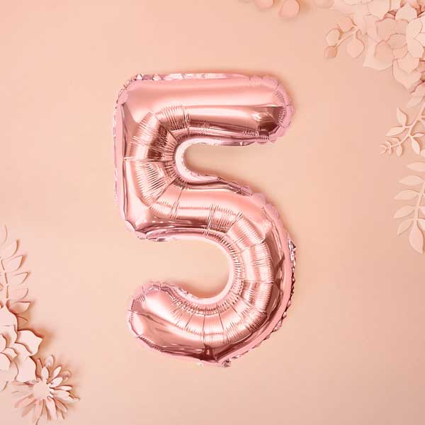 Balloon Foil Number - 5 Rose Gold - 14" (35cm)