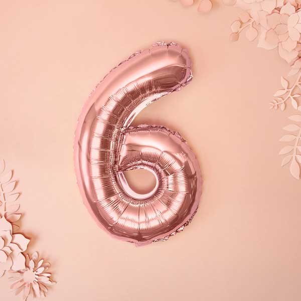 Balloon Foil Number - 6 Rose Gold - 14" (35cm)