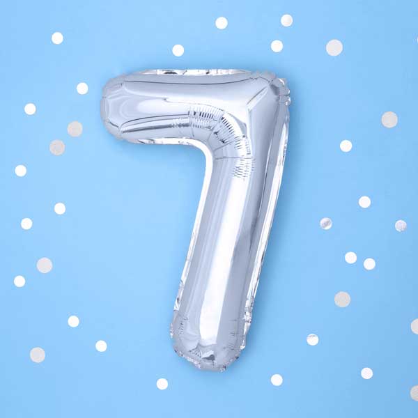 Balloon Foil Number - 7 Silver - 14" (35cm)