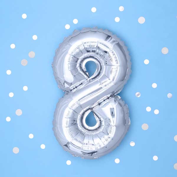 Balloon Foil Number - 8 Silver - 14" (35cm)