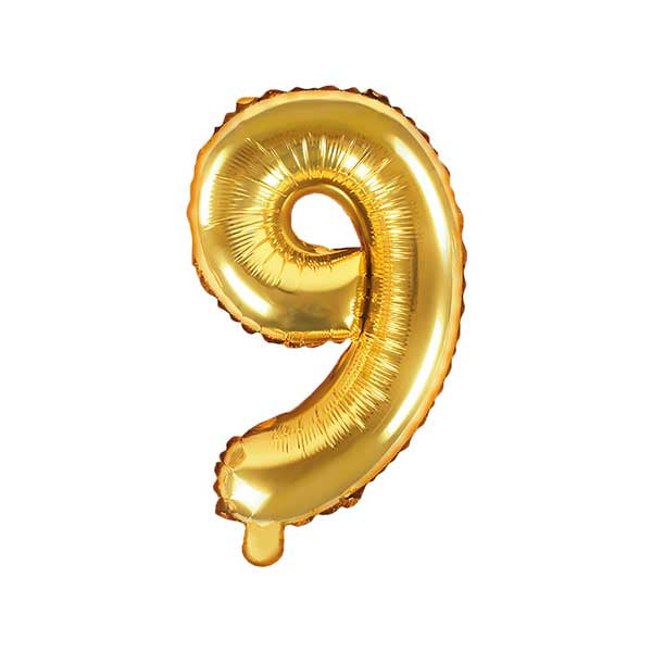 Balloon Foil Number - 9 Gold - 14" (35cm)