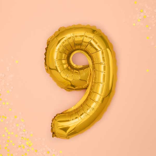 Balloon Foil Number - 9 Gold - 14" (35cm)