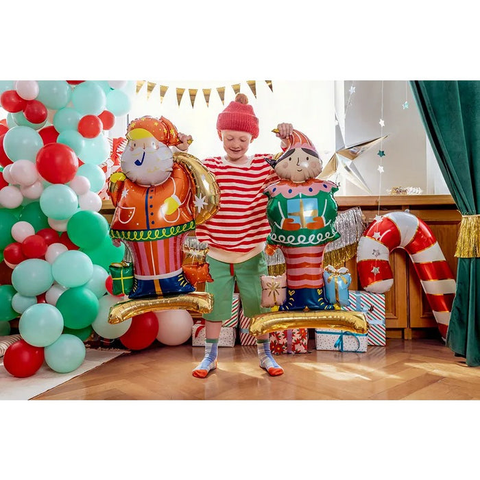 Standing foil balloon Santa, 63x106 cm, mix