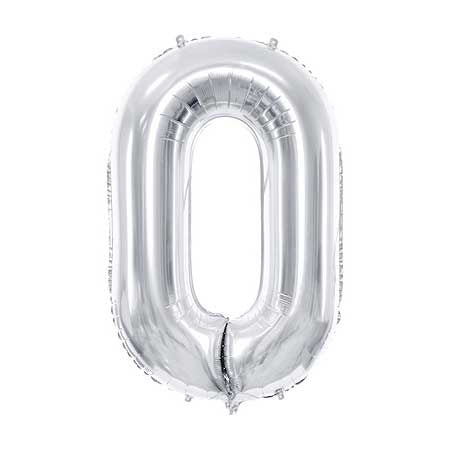Balloon Foil Number - 0 Silver - 34" (86cm)