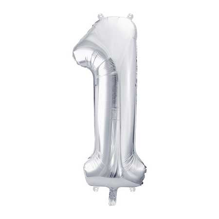 Balloon Foil Number - 1 Silver - 34" (86cm)