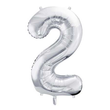 Balloon Foil Number - 2 Silver - 34" (86cm)