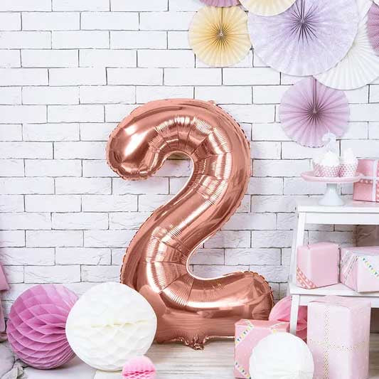 Balloon Foil Number - 2 Rose Gold - 34" (86cm)