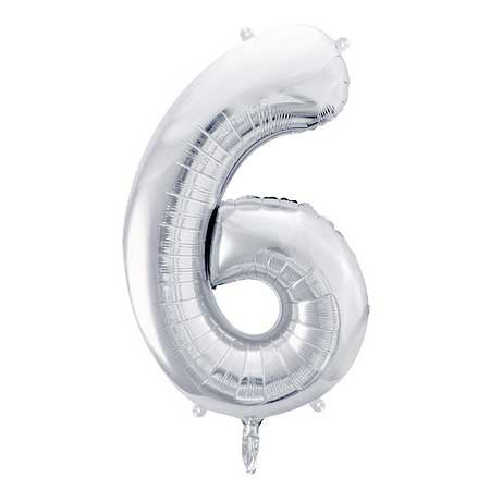Balloon Foil Number - 6 Silver - 34" (86cm)
