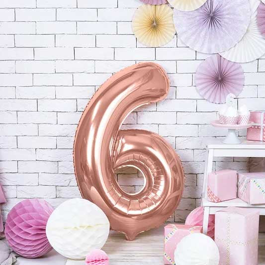 Balloon Foil Number - 6 Rose Gold - 34" (86cm)