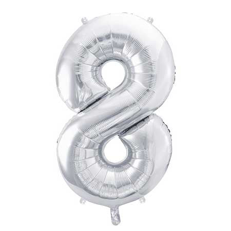 Balloon Foil Number - 8 Silver - 34" (86cm)